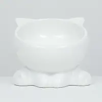 Миска керамическая &laquo;Киса&raquo; на подставке-лапках 200 мл 13&times;12&times;8 см, белая