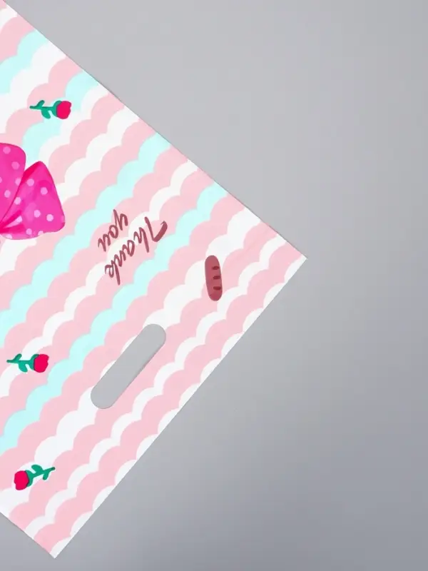 Пакет полиэтиленовый с вырубной ручкой "Розовый бант" 30 х 40 см 60 мкм