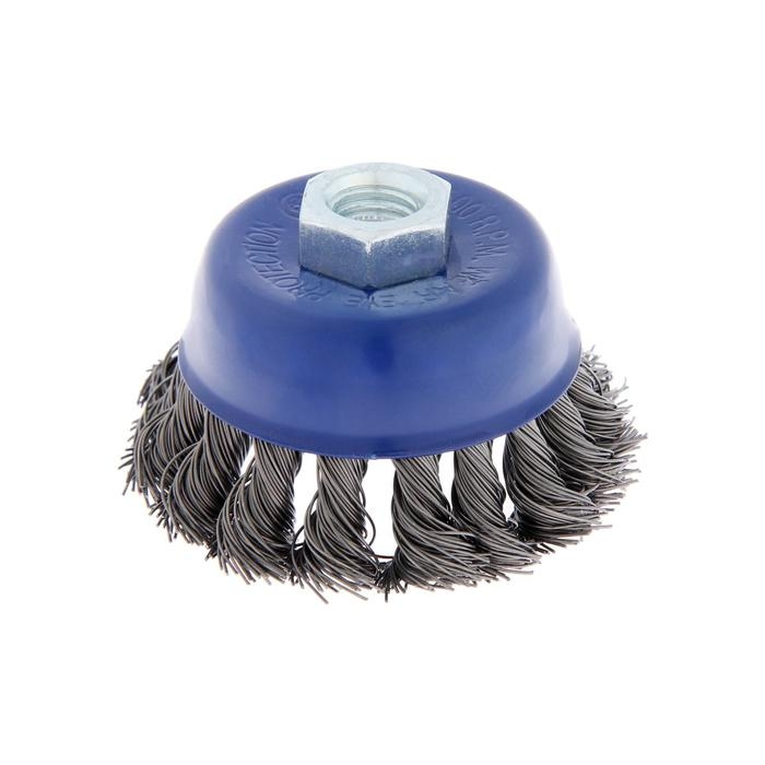 Щетка металлическая для УШМ ТУНДРА, крученая проволока,  Щетка металлическая для УШМ ТУНДРА, крученая проволока, "чашка", М14, 75 мм