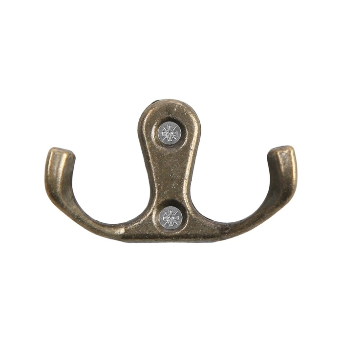 Крючок мебельный ТУНДРА TKD003, двухрожковый, бронза, 10 шт TMP Крючок мебельный ТУНДРА TKD003, двухрожковый, бронза, 10 шт TMP