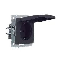 BRITE Розетка одинарная с заземлением с защитными шторками и крышкой 16А IP44 РСбш10-3-44-БрГ графит