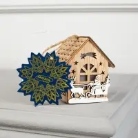 Ёлочная игрушка &laquo;Домик с Дедом Морозом на санках&raquo;, 8&times;7&times;5.5 см, от батареек, свечение тёплое белое