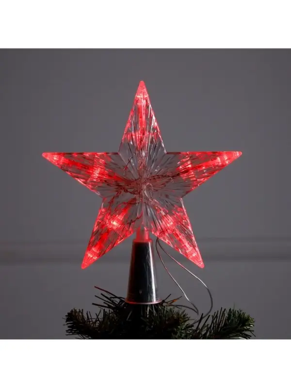 Светодиодная верхушка на ёлку &laquo;Звезда белая&raquo;, 16 см, 10 LED, от батареек ААх2, фиксинг, свечение красное