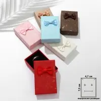 Коробочка подарочная под серьги/кольцо «Бантик», 5×8×2.5, МИКС, вставка чёрная