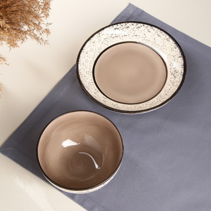 Набор посуды  Набор посуды "Классика", керамика, серый, 2 предмета, Иран