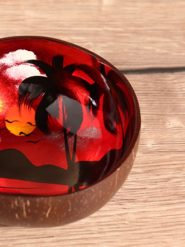 Чаша Чаша "Малиновый закат" 14х14х6 см, кокос