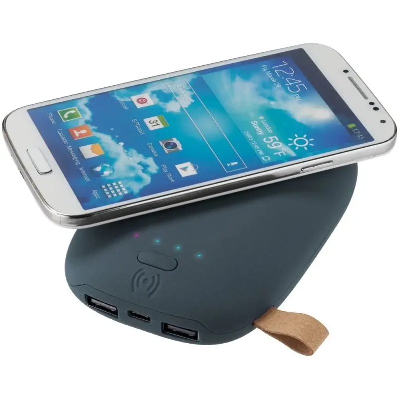 Аккумулятор с беспроводной зарядкой Pebble Wireless 9000 мАч, серо-синий Аккумулятор с беспроводной зарядкой Pebble Wireless 9000 мАч, серо-синий