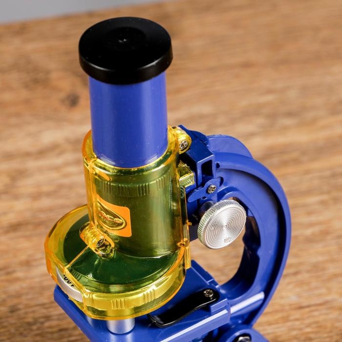 Микроскоп, кратность увеличения 450х, 200х, 100х, синий Микроскоп, кратность увеличения 450х, 200х, 100х, синий