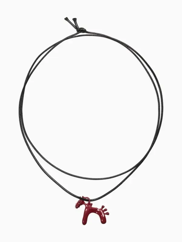 Кулон на шнурке "Конь", цвет чёрно-бордовый,  L=51 см