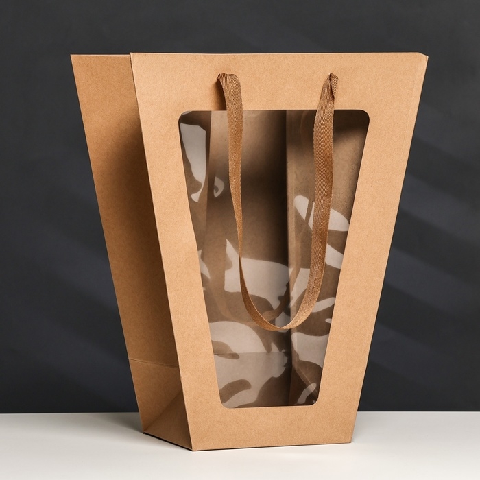 Пакет-переноска для цветов 18 × 14 × 35 х 28 см, крафт Пакет-переноска для цветов 18 × 14 × 35 х 28 см, крафт