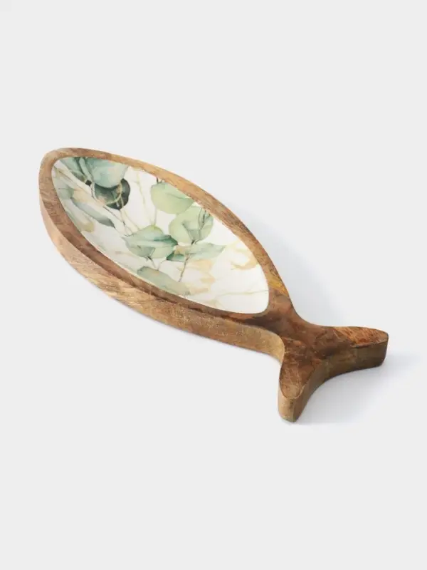 Блюдо в форме рыбки &laquo;Листья&raquo;, 32&times;11.5&times;2 см, дерево манго