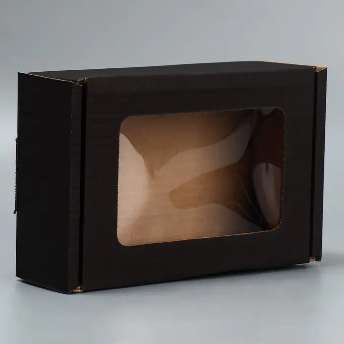 Коробка подарочная сборная с окном, упаковка, «Черный», 24 х 8 х 16 см Коробка подарочная сборная с окном, упаковка, «Черный», 24 х 8 х 16 см
