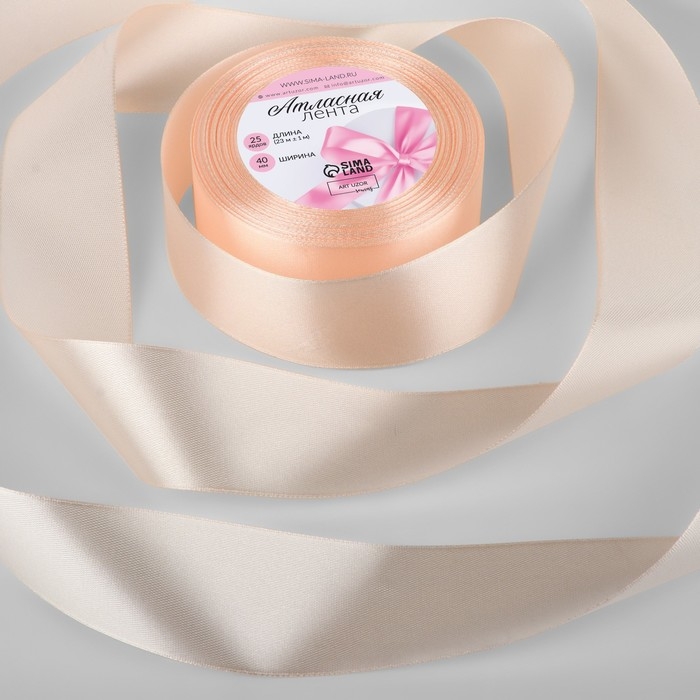 Лента атласная, 40 мм × 23 ± 1 м, цвет кремово-розовый №6 Лента атласная, 40 мм × 23 ± 1 м, цвет кремово-розовый №6