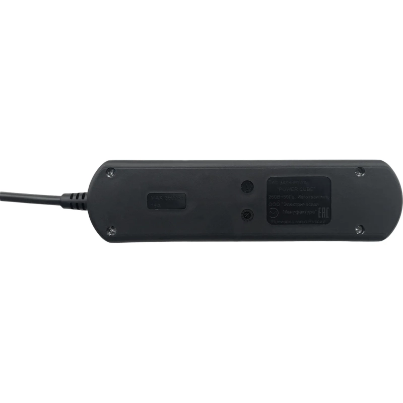 Удлинитель Power Cube 3р/3м без выкл 16А черн (PC-6B-3M)