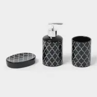 Набор аксессуаров для ванной комнаты Доляна &laquo;Марокко&raquo;, 3 предмета, мыльница, дозатор для мыла, стакан, чёрный