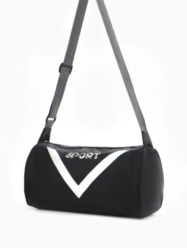 Сумка спортивная на молнии, боковой карман/сетка, регулируемый ремень, маленький размер, чёрная