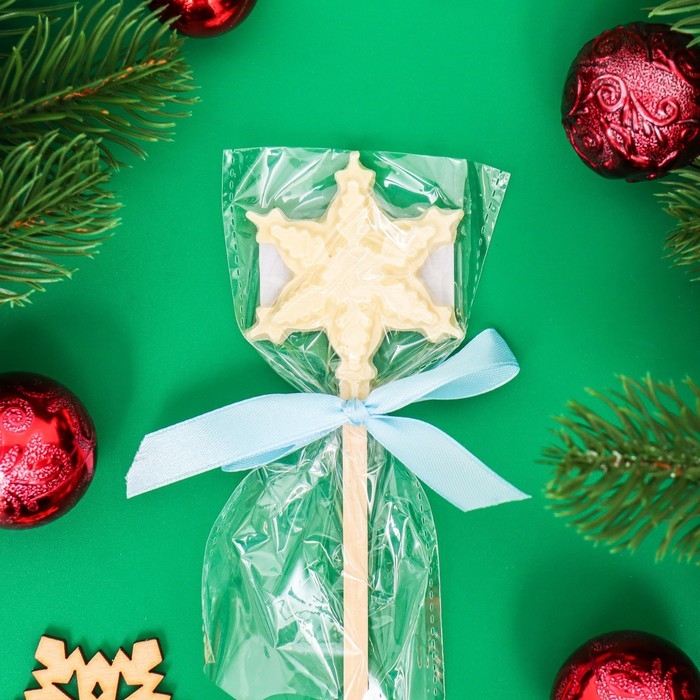 Новый год. Фигура из белого шоколада Новый год. Фигура из белого шоколада "Снежинка на палочке", 12 г ± 5 %