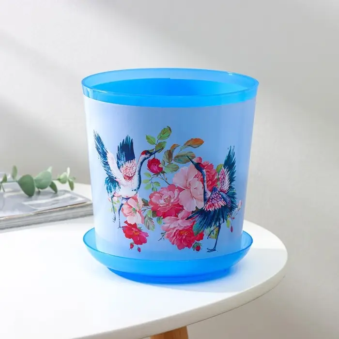 Горшок для цветов с поддоном Доляна «Танец журавлей», 1,6 л, d=14 см, h=15,5 см, цвет голубой Горшок для цветов с поддоном Доляна «Танец журавлей», 1,6 л, d=14 см, h=15,5 см, цвет голубой