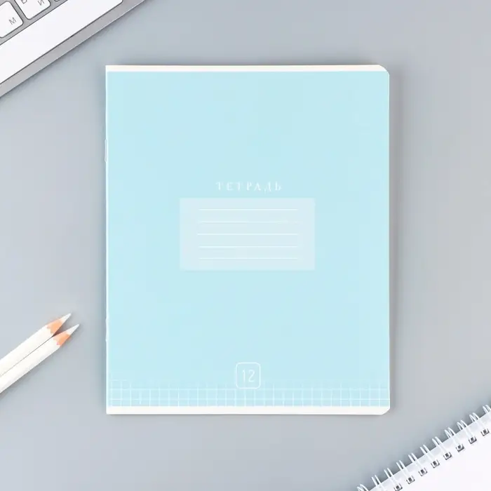 Тетрадь в клетку 12 листов А5, на скрепке &laquo;Цветная обложка&raquo;, обложка мелованный картон, блок №2, 5 видов МИКС