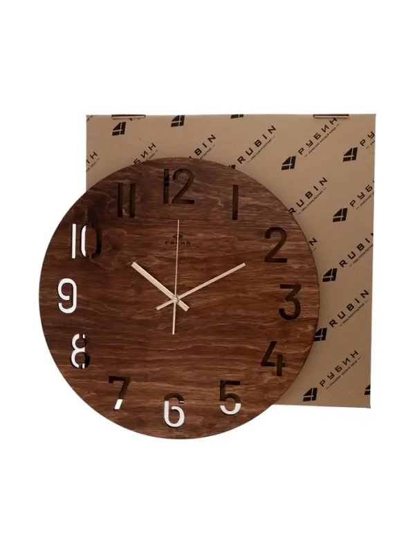 Часы настенные, интерьерные, бесшумные, d-40 см, дерево, открытые