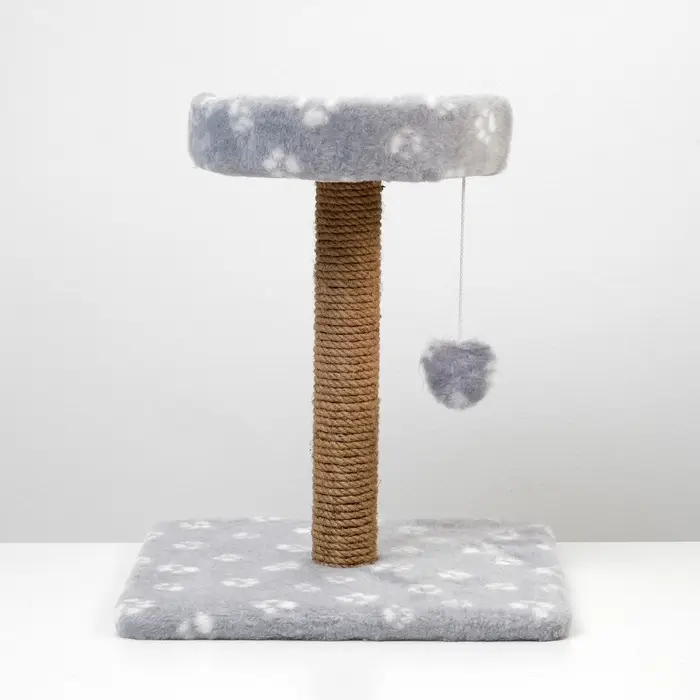 Когтеточка малая &laquo;Арена&raquo;, 36&times;36&times;50 см, с игрушкой, джут, серая