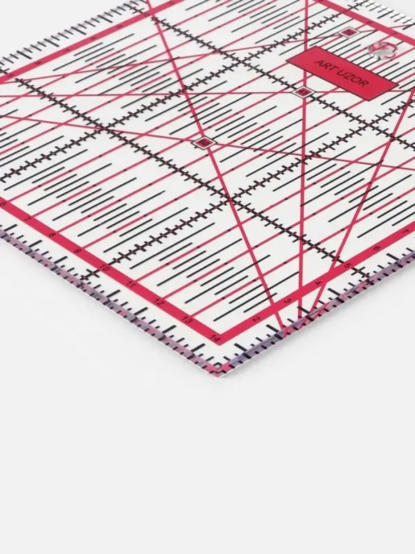 Линейка для квилтинга и пэчворка, 15&times;15 см, s=2.5 мм, розовая