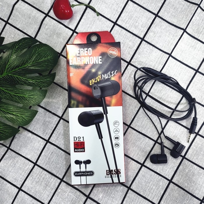 Наушники D21, проводные, вакуумные, микрофон, 1 м, Jack 3.5 мм, черные Наушники D21, проводные, вакуумные, микрофон, 1 м, Jack 3.5 мм, черные