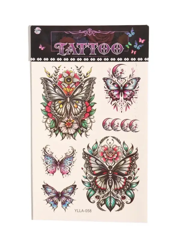 Татуировка на тело &laquo;Бабочки и месяцы&raquo;, 12.5&times;20.7 см, цветная
