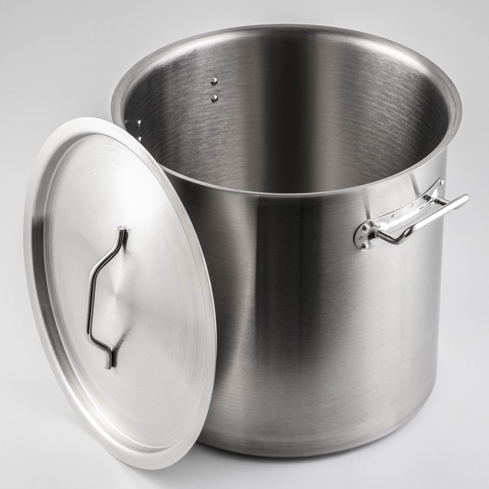 Кастрюля из нержавеющей стали Hanna Knövell HoReCa, 25 л, толщина 0,8 мм, 201 сталь, дно 3 мм, металлическая крышка, с теплораспределительным слоем, индукция Кастрюля из нержавеющей стали Hanna Knövell HoReCa, 25 л, толщина 0,8 мм, 201 сталь, дно 3 мм, металлическая крышка, с теплораспределительным слоем, индукция