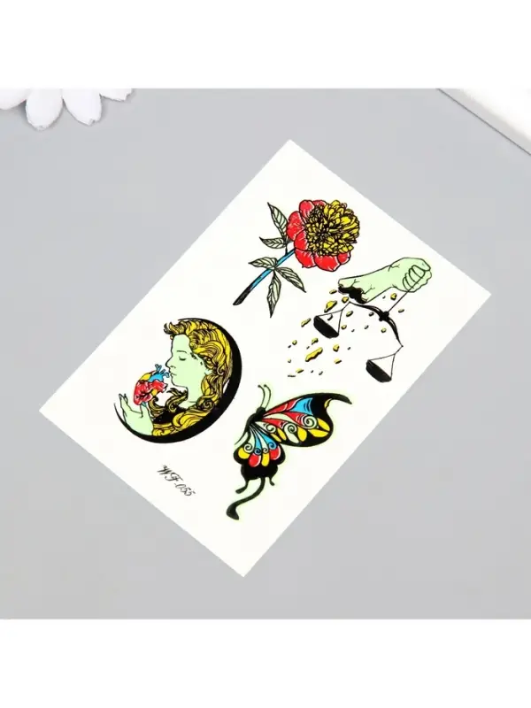 Переводные тату на тело светящиеся цветные «Выбор сердца», 14.3×7.5 см