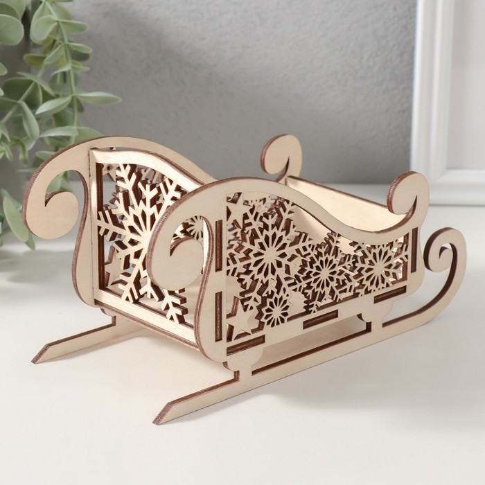 Шкатулка-сани  Шкатулка-сани "Снежинки" 19,5х9,5х10 см (набор 5 деталей)