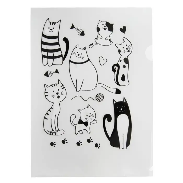 Папка-уголок А4, 180 мкм, Calligrata Папка-уголок А4, 180 мкм, Calligrata "Котики", полупрозрачная, с принтом, микс