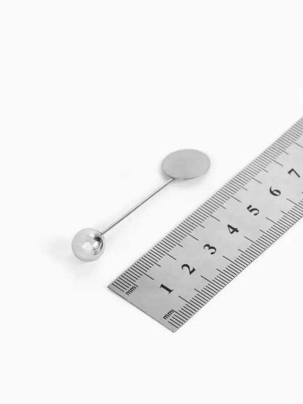 Основа для булавки с шариком d=1 см (набор 5 шт.), L=5 см, площадка 1.5 см, цвет серебро