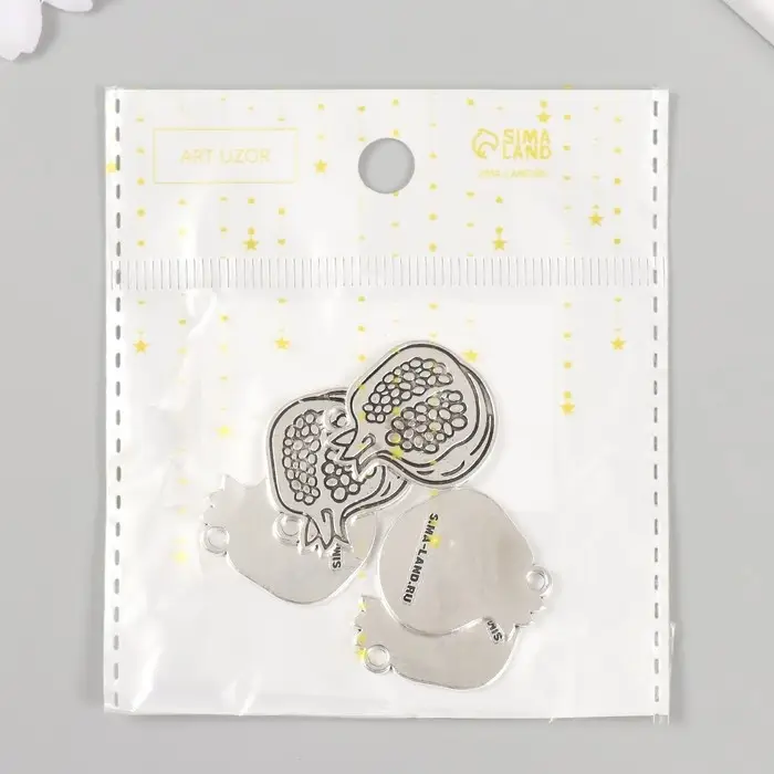 Металлический элемент, декоративная подвеска «Арт Узор. Гранат», 2.2×2.5 см