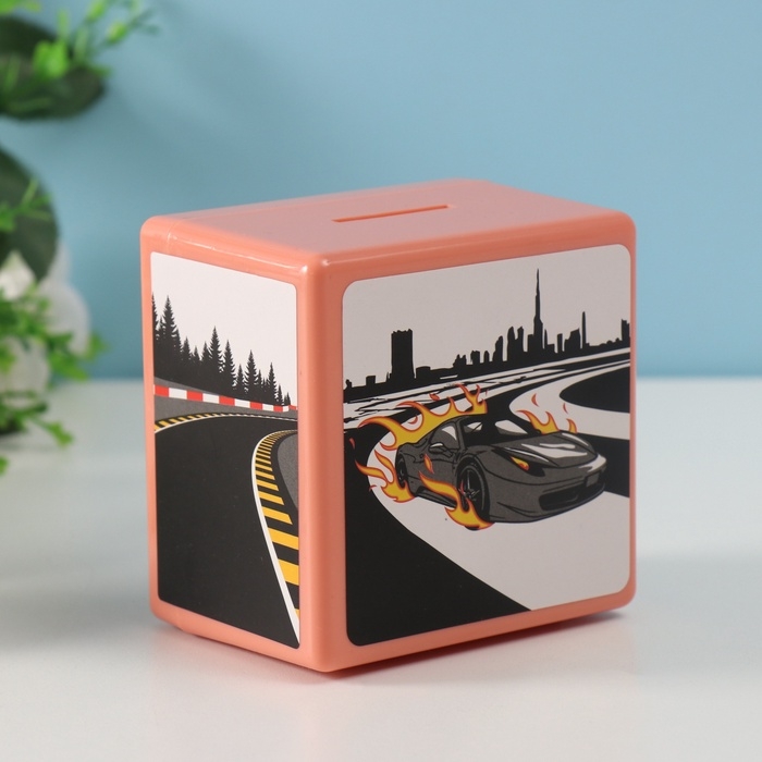 Копилка пластик Копилка пластик "Сейф. Гонки" 8,5х6х8,5см