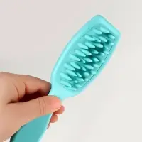 Массажёр для мытья головы, силиконовый, с крупными зубьями, 21&times;5.7 см, голубой