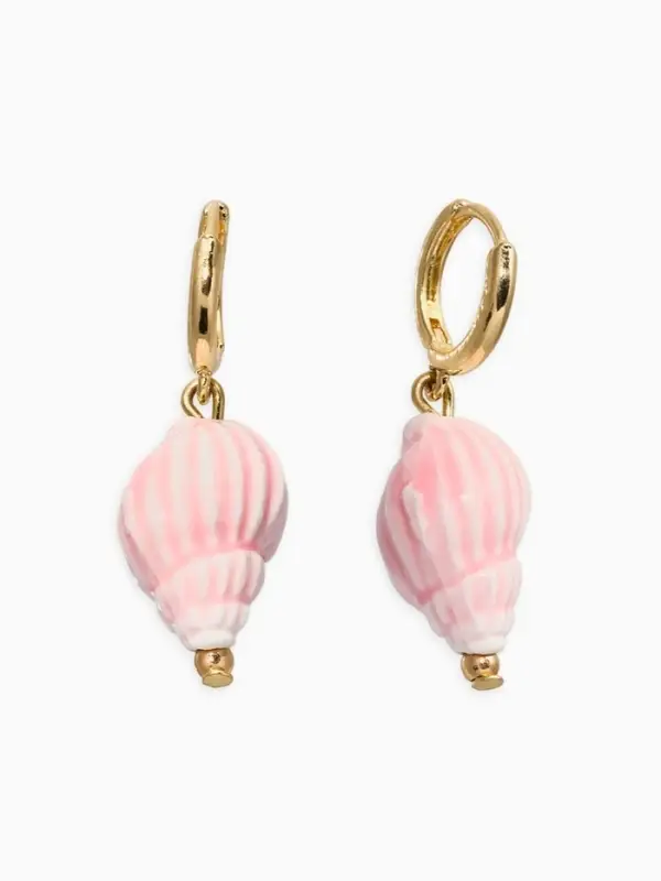 Серьги &laquo;Морской мир&raquo;, ракушечка маленькая, пыльно-розовые в золоте