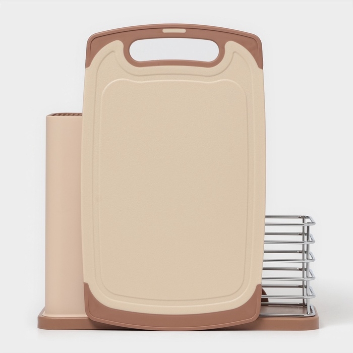 Подставка для ножей и столовых приборов Доляна «Нежность», пластик, бежевая Подставка для ножей и столовых приборов Доляна «Нежность», пластик, бежевая