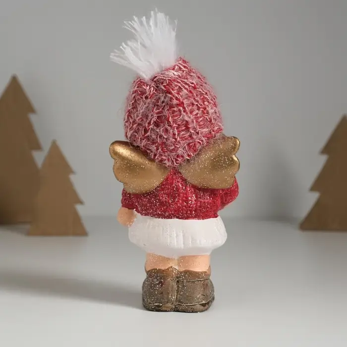 Фигурка керамика &laquo;Девочка-ангел в красном наряде, со звёздочкой&raquo;, 7.5&times;5.5&times;17.5 см