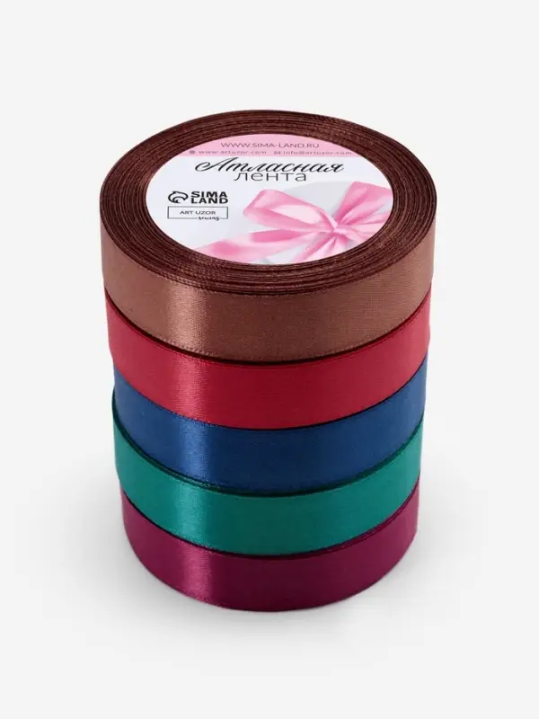 Атласная лента, набор 5 шт. &laquo;Вечерние огни&raquo;, 20 мм, 23&plusmn;1 м