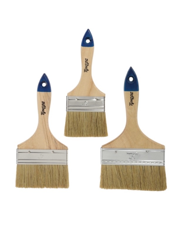 Набор кистей ТУНДРА, натуральная щетина, деревянная рукоятка, 3-4-5 Набор кистей ТУНДРА, натуральная щетина, деревянная рукоятка, 3-4-5" (75, 100, 125 мм),3 шт.