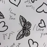 Пленка для цветов, "Бабочки и сердца", 57х57 см