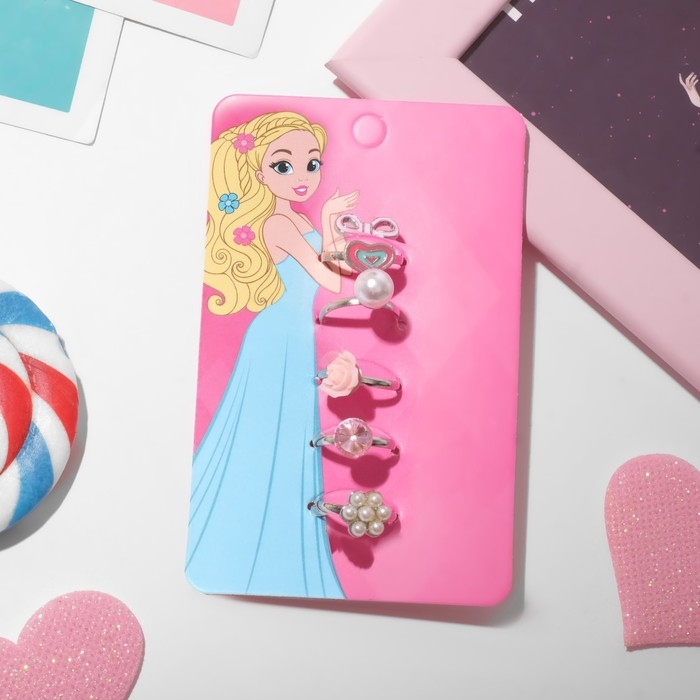 Набор детских колец «Выбражулька» любовь, форма МИКС, цветные Набор детских колец «Выбражулька» любовь, форма МИКС, цветные