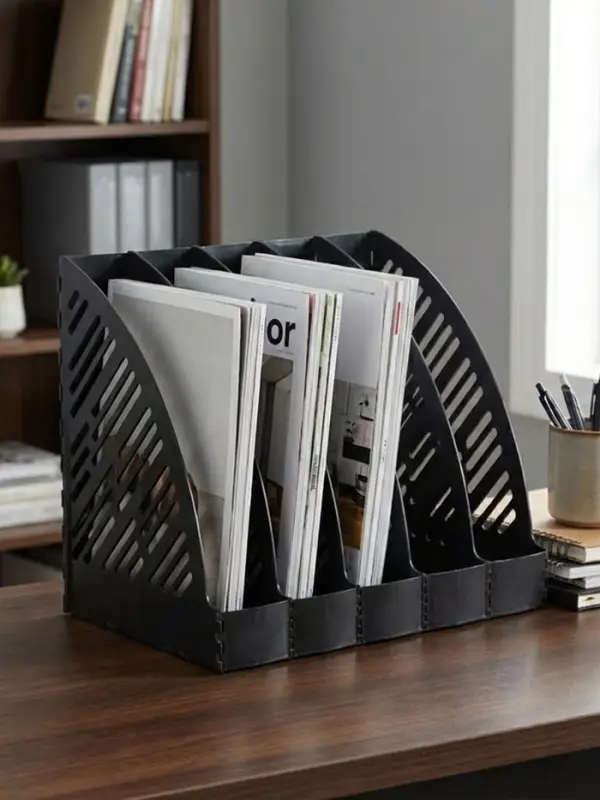 Лоток для бумаг А4, вертикальный, 5 отделений, чёрный