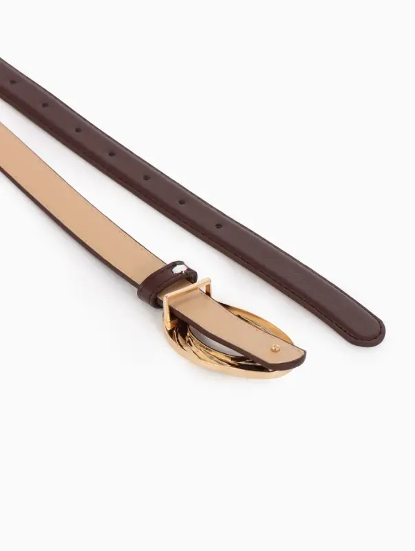 Ремень жен 04-01-01-04, Июнь2513, 2,4*0,3*110 см, без винта, пряж золото, гвоздик, корич