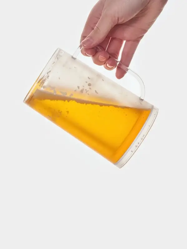 Пивная кружка, 380 мл, охлаждающая, пластик, прозрачная