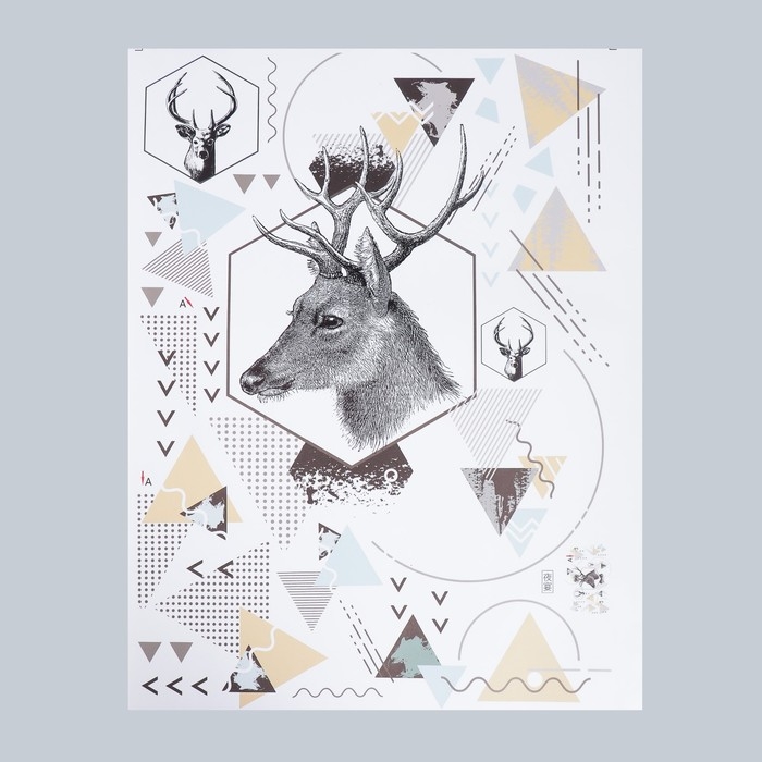 Наклейка пластик интерьерная цветная Наклейка пластик интерьерная цветная "Олень. Геометрия" 60х70 см