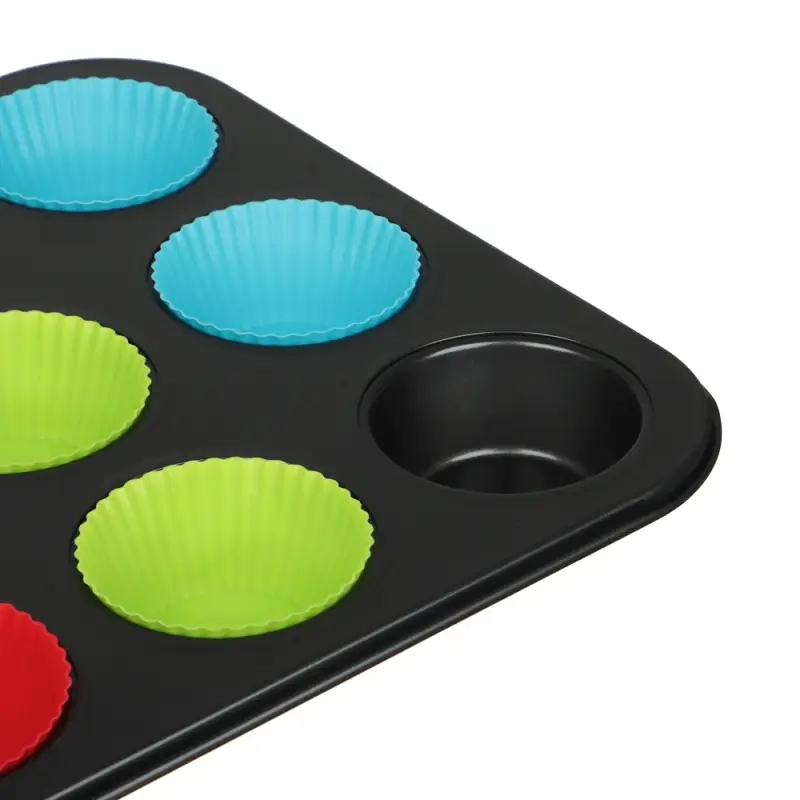 VETTA Форма для выпечки 12 ячеек с силиконовыми формами, 35,2х26,5х2,7см, угл.сталь, антипригарное п