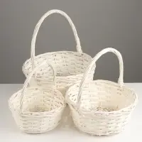 Корзина плетёная для хранения, ива, белая, набор 3 шт.