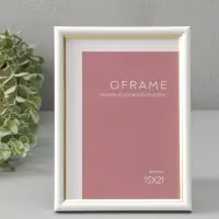 Фоторамка для фото 15х21 см "Oframe", пластик, белый с золотом, (пластиковый экран)